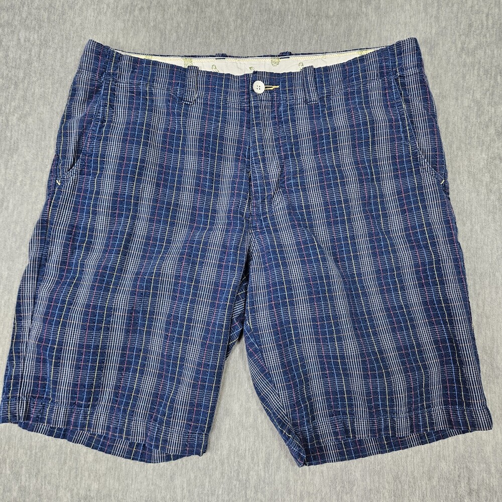 Tommy Bahama Shorts Mens 35 Relax Flat Front Blue Plaid